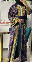 Luxurious Navy Diamond Embroidered Abaya with Golden Thread Details