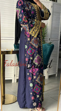 Luxurious Navy Diamond Embroidered Abaya with Golden Thread Details