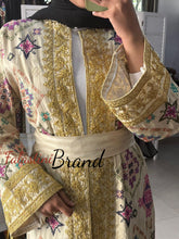 Luxurious Beige Diamond Embroidered Abaya with Golden Thread Details