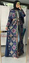 Stylish Navy and Colorful Georgette Diamond Embroidered Open Abaya Kaftan