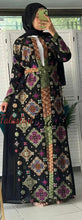 Stylish Black and Colorful Georgette Diamond Embroidered Open Abaya Kaftan