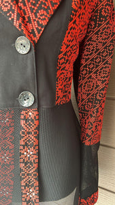 Stylish Red And Black Embroidered Jacket