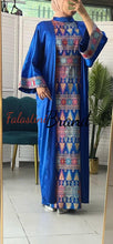 Royal Blue Embroidered Dress and Abaya Set