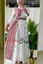 Very Elegant Half Embroidered White and Red Dress