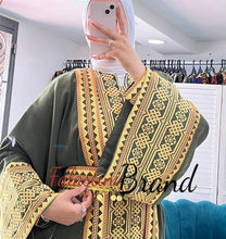 Royal Green and Golden Embroidered Dress and Abaya Set