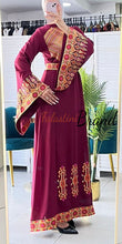 Stylish New Design Burgundy Embroidered Dress with Wide Embroidered Sleeves