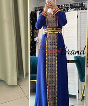 Royal Blue and Golden Embroidered Dress and Abaya Set