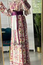 Very Luxurious White and Purple Malak Like Thob with Qasab Thread and Satin Details