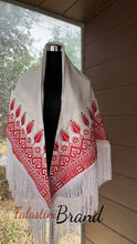 White Shawl with High Quality Machine Embroidery and Fringe Hem