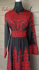 Super Elegant Black Cloche Dress with Red  Embroidery