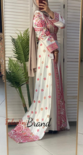 Amazing White and Red Satin Thob with Unique Floral Embroidery White Skirt