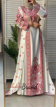 Amazing White and Red Satin Thob with Unique Floral Embroidery White Skirt