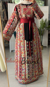 Very Luxurious Black and Red Malak Like Thob with Qasab Thread and Satin Details