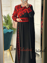 Elegant Black and Red Shoulder Details Embroidered Dress