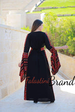 One Piece Unique Design Black and Colorful Embroidery Dress with Flare Sleeves