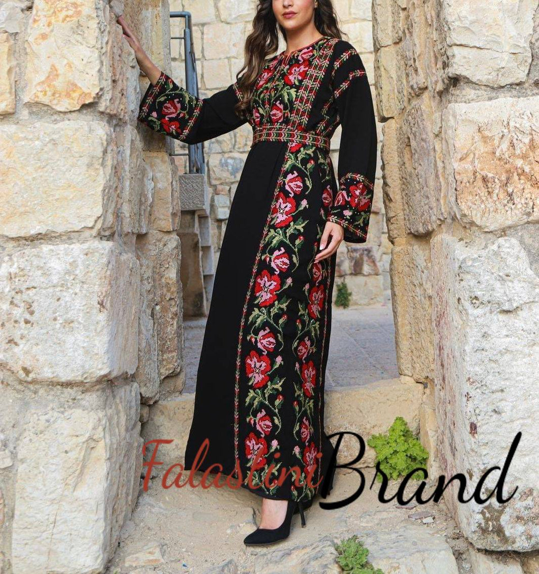 Joury Embroidered Black and Red Elegant Thob