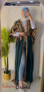 Green Embroidered Open Abaya/Bisht