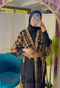 Black Embroidered Open Abaya/Bisht