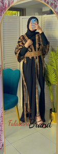 Black Embroidered Open Abaya/Bisht