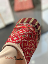 Beige and Red Diamond Embroidered Thobe with Kashmir Details