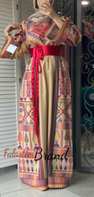 Trendy Beige Majdalawi Fabric Thob with Colorful Embroidery