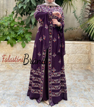 Purple 2-Pieces Embroidered Slit Sleeve Kaftan Dress