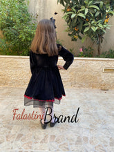 Little Girl Palestinian Embroidered Black Velvet Dress