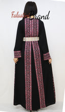 Black And Pink Lines Palestinian Embroidered Thobe