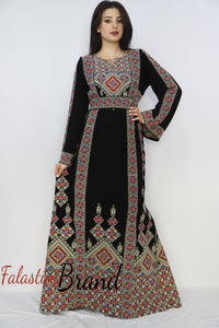 Unique Diamond Silver Embroidered Palestinian Dress