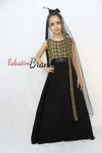 Little Girl Cloche Palestinian Gold Embroidered Black Dress