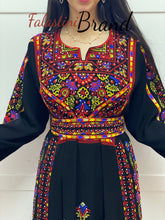 Manajil Palestinian Red Embroidered Floral Thobe Dress Palestinian Embroidery