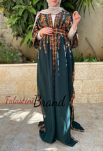 Green Embroidered Open Abaya