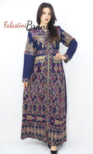 Navy Lite Queen Thobe Embroidered Palestinian Dress