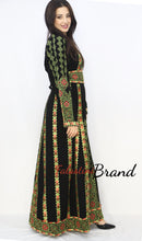 Black and Green Floral Palestinian Embroidered Thobe