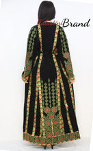 Black and Green Floral Palestinian Embroidered Thobe