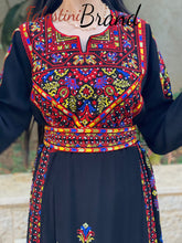 Manajil Palestinian Red Embroidered Floral Thobe Dress Palestinian Embroidery