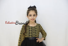 Little Girl Cloche Palestinian Golden Embroidered Black Dress