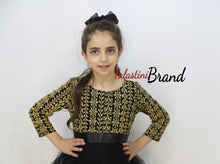 Little Girl Cloche Palestinian Golden Embroidered Black Dress