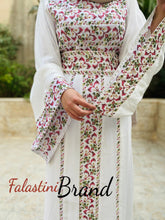 White Wide Sleeve Lined Embroidered Dress with Wonderful Embroidery