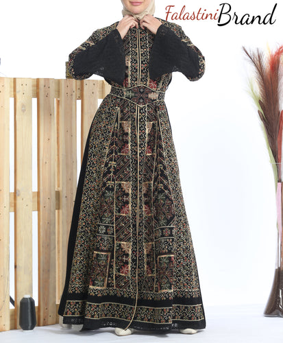 Elegant Embroidered 2 Pieces Black Abaya With Stylish Embroidery