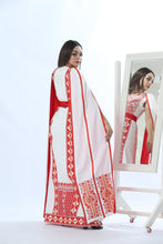 Stunning White And Red Royal Sleeve Palestinian Embroidered Dress