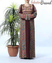 Amazing Burgundy Manajil Palestinian Embroidered Thobe Dress With Astonishing Embroidery