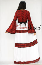 Stunning Off-White Cloche Long Dress Palestinian Embroidery