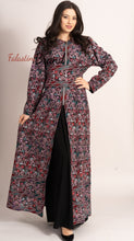 Wonderful Metallic Silver Threads Palestinian Embroidered Thobe Dress Long Sleeve