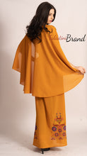 Stunning Ochre Georgette Embroidered Open Cape Abaya