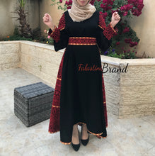 Gorgeous Black Long Dress Long Sleeve Red Embroidered Back