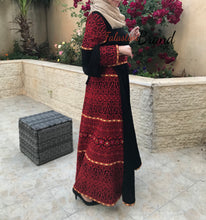 Gorgeous Black Long Dress Long Sleeve Red Embroidered Back