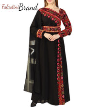 Elegant Black and Red Shoulder Details Embroidered Dress