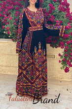 Manajil Palestinian Red Embroidered Floral Thobe Dress Palestinian Embroidery