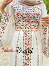 White Wide Sleeve Lined Embroidered Dress with Wonderful Embroidery